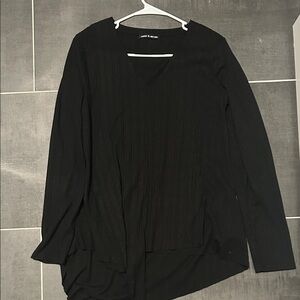 Cable & Gauge Black Ribbed Long-Sleeve Top